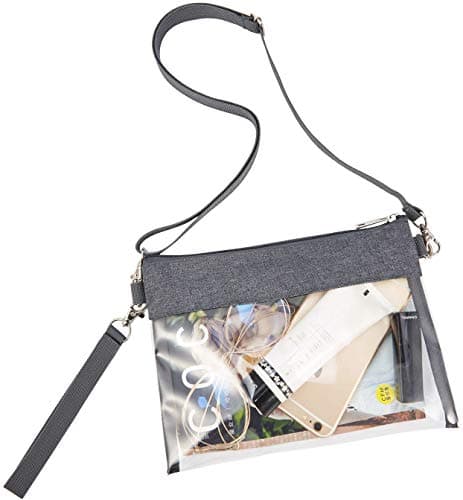 USPECLARE Clear Crossbody Purse Bag Stadium Approved Clear Tote Bag for Work Concert Sports(Clear Black)