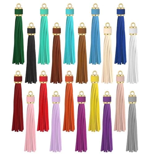 20Pcs Keychain Tassels 4 Inch Faux Leather Tassels for Keychain Making Tassel for Crafts Crafting Tassel for Jewelry Making DIY Crafts Handbag Key Chain Charms 20 Color 10cm