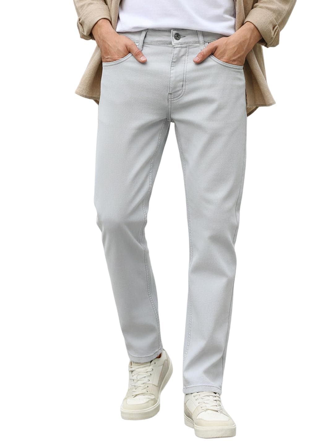 Urbano Fashion Men's Whitish Grey Regular Fit Washed Jeans Stretchable (hpsreg-wgrey-28)