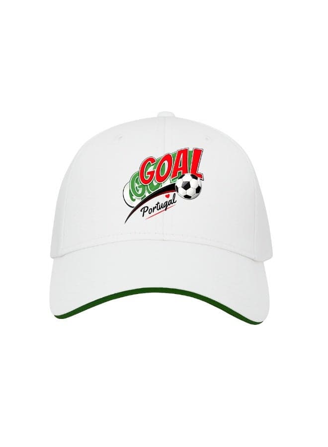 Portugal Unisex Adult Football Cap – Adjustable Buckle Closure Sports Hat For Men And Women – White Cap With "Goal" Print – Ideal For Match Days, Outdoor Activities, And Daily Wear