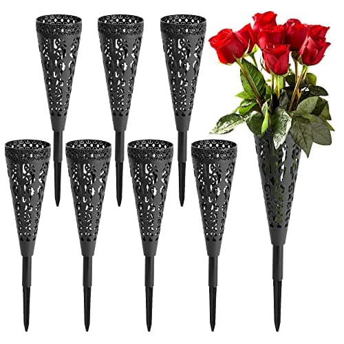 8 pcs Grave VaseMemorial Floral Vase Cemetery Grave Cone Flower Holder Cemetary Vase with Spike for Grave DecorationsGrave Lawn MemorialCone 8
