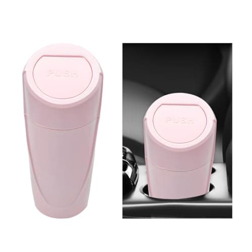 ZNDAW Car Trash Can Bin with Lid Mini Vehicle Cup Holder Organizer Leakproof Garbage Bin Waterproof Cup Type Trash Can MultiFunction Storage Container for RV Home Office Pink