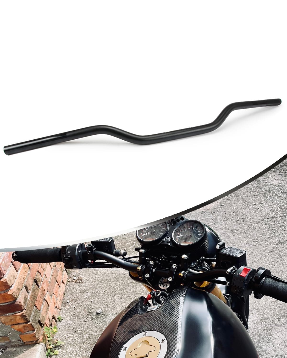 YSMOTO 78 22mm Motorcycle Handlebar Cafe Racer Handlebar Universal Low Rise Bar for CRF KXF KLX DRZ KX RM YZ SX EXC XC 65 85 125 250 300 450 Dirt Bike Motocross ATV BLACK