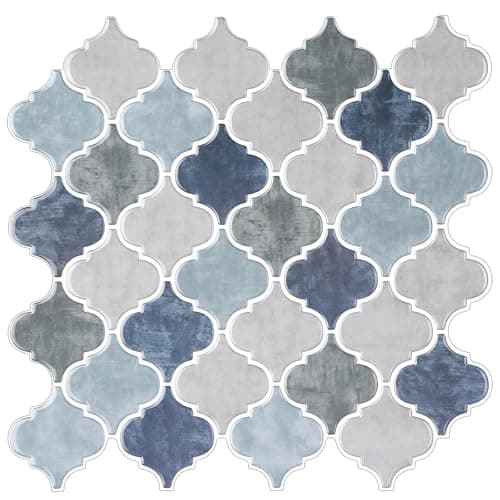 Arabesque Peel and Stick Backsplash for Kitchen Thicker Design 3D Self Adhesive Wall Tile 12x12 Peel and Stick Wall Tiles 10Sheet Stick on Tiles for Kitchen and Bathroom Mix Blue