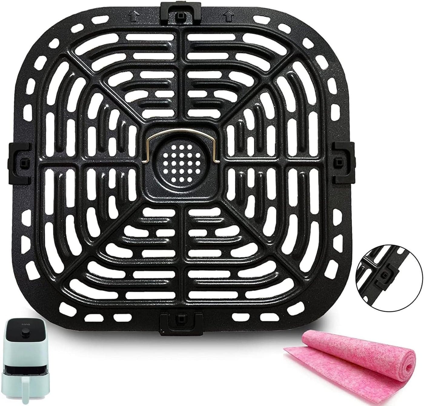 HEISENLIN Air Fryer Grill Crisper Tray 20 QT Black Dishwasher Safe