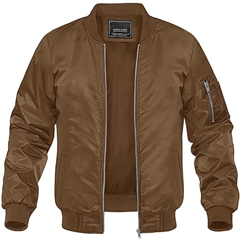 MAGNIVIT Mens Windbreaker Jacket Casual Jacket Outdoor Windproof Coat Military Jackets Fashion Motorcycle Jacket Brown XL
