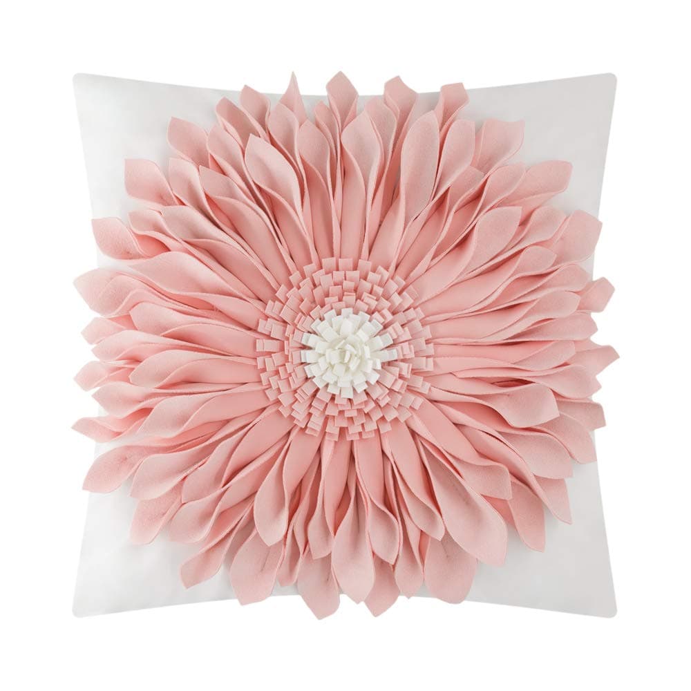 OiseauVoler 3D Sunflower Handmade Throw Pillow Covers Decorative Pink Pillowcases for Couch Girls Bed Living Room Home Decor 18x18 Inches