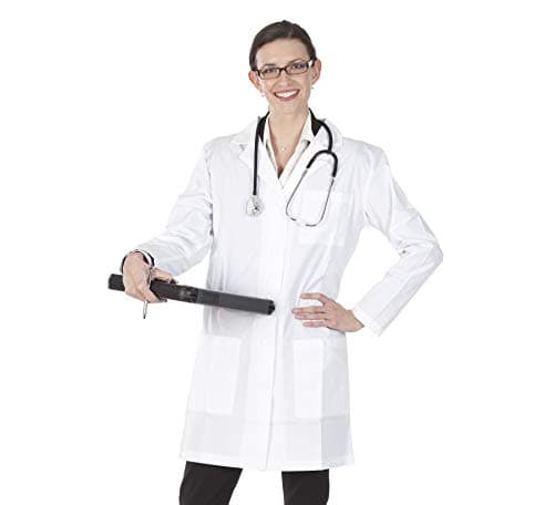 TALVANIA Women’s Lab Coat White Long Sleeve Coats Laboratory Doctor Nurse Uniform (Medium)