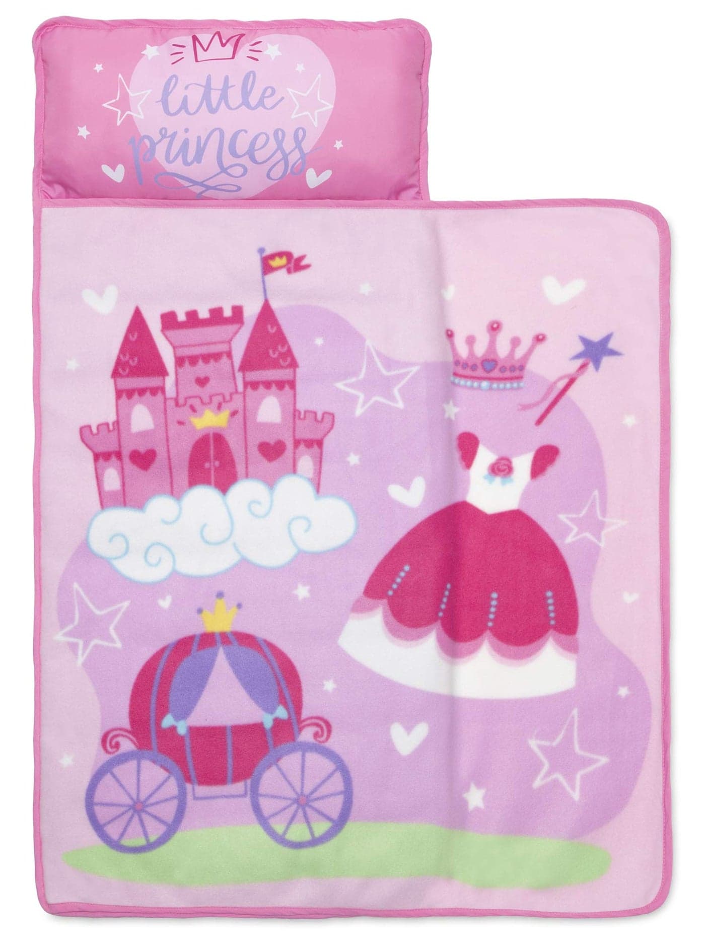 Baby Boom Funhouse Little Princess Kids Nap Mat Set Includes Pillow and Fleece Blanket Great for Girls Napping during Daycare or Preschool Fits Toddlers Pink