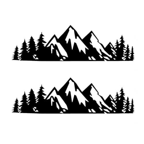 winterrock 2PCS Snow Mountain Tree Stickers for Car 7 2 Mountain Graphic Window Decals Badge Decal for Car Trunk Tailgate Emblem Auto Decor Accessories Universal for Sedan SUV Black