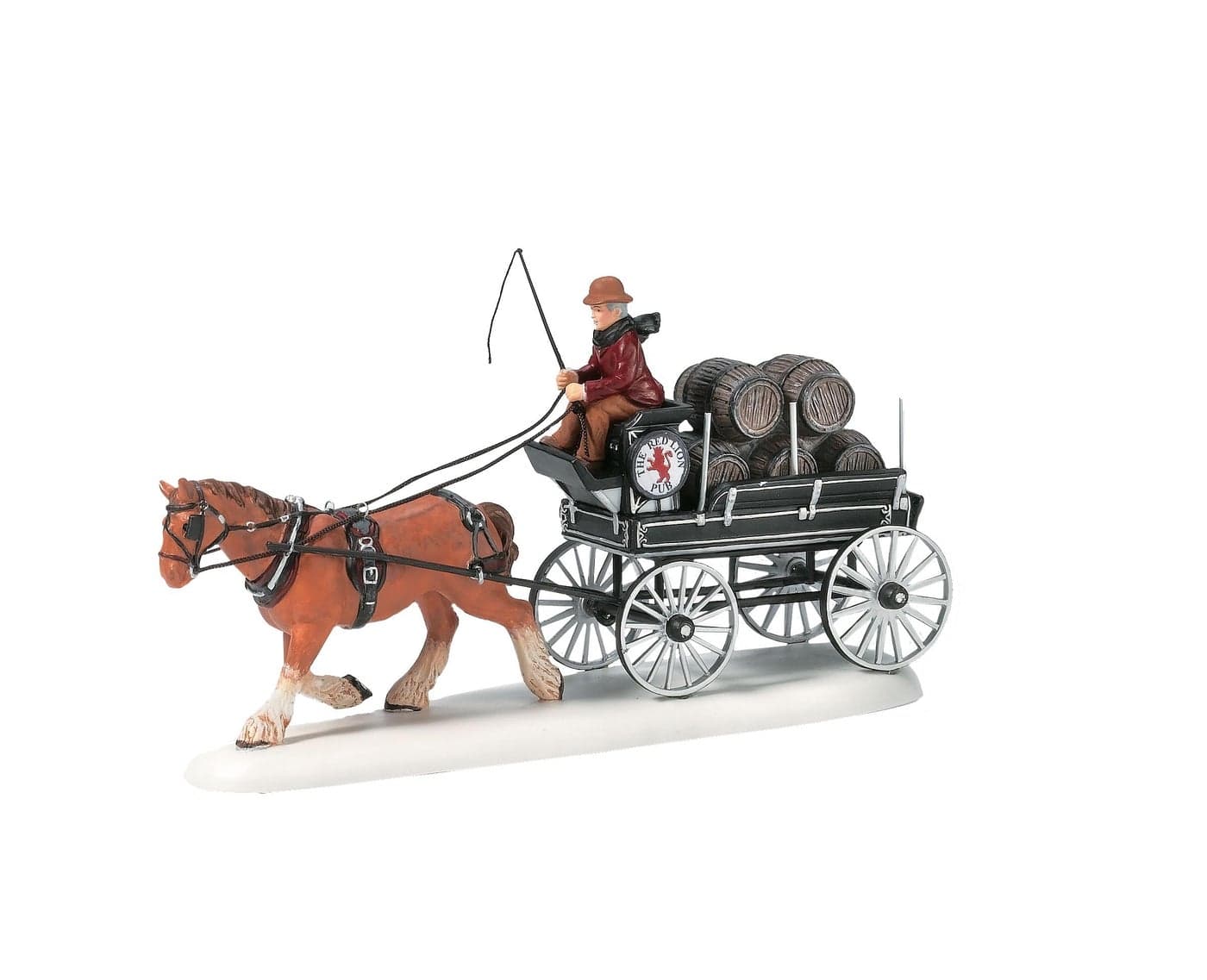 Department 56 Metal Porcelain Dickens Village Red Lion Pub Beer Wagon Miniature Lit Building Colors may vary