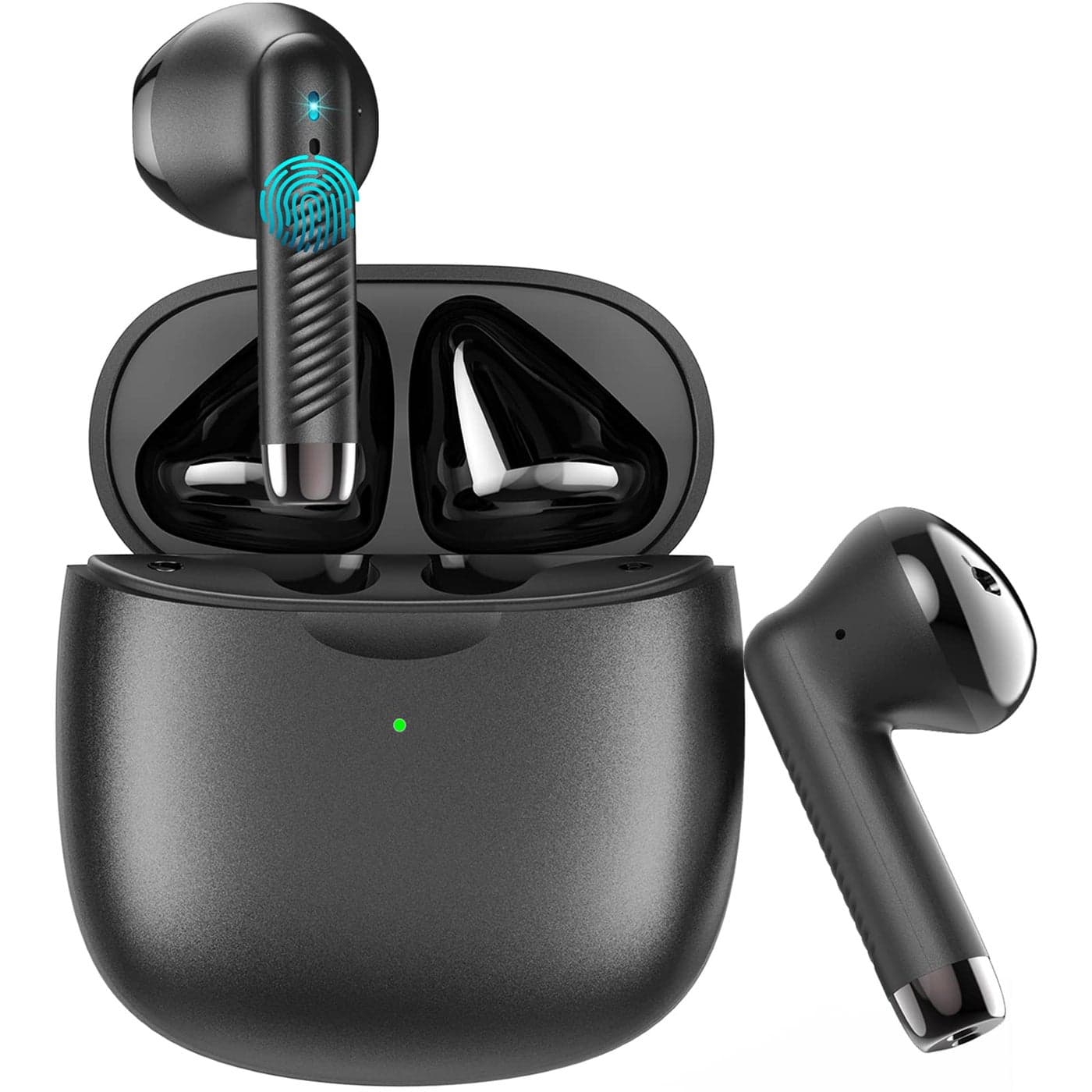 Jxrev Wireless Earbuds, Bluetooth 5.3 Headphones in Ear with Noise Cancelling Mic, Earbuds Stereo Bass, IP7 Waterproof Sports Earphones, 32H Playtime USB C Charging Buds White for Android iOS