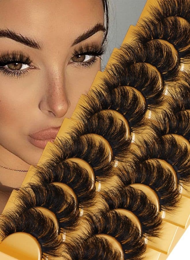 Eyelashes Mink Lashes Fluffy Natural Look Wispy Full Eye Lashes 8D 20 mm Long C Curl Strip Eyelashes Pack 10 Pairs Reusable Fake Eyelashes That Look Like Extensions by GODDVENUS