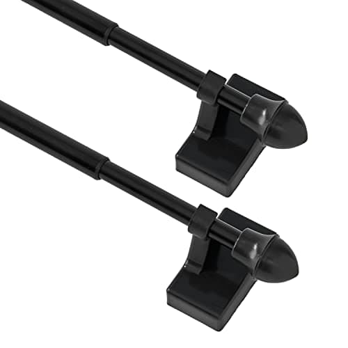 Magnetic Curtain Rods 2 Pack for Metal Doors Top and Bottom, Multi-Use Adjustable Magnetic Rods for Small Windows Cafe Sidelight and Iron Steel Places (Adjust from 16 to 28 Inch, Black)