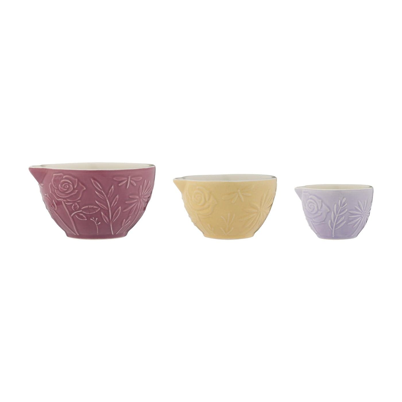 Mason Cash in The Meadow Measuring Cups Set of 3 Floral Embossed Stoneware Nesting Cups 1 Cup Cup Cup ChipResistant Pastel Bakeware