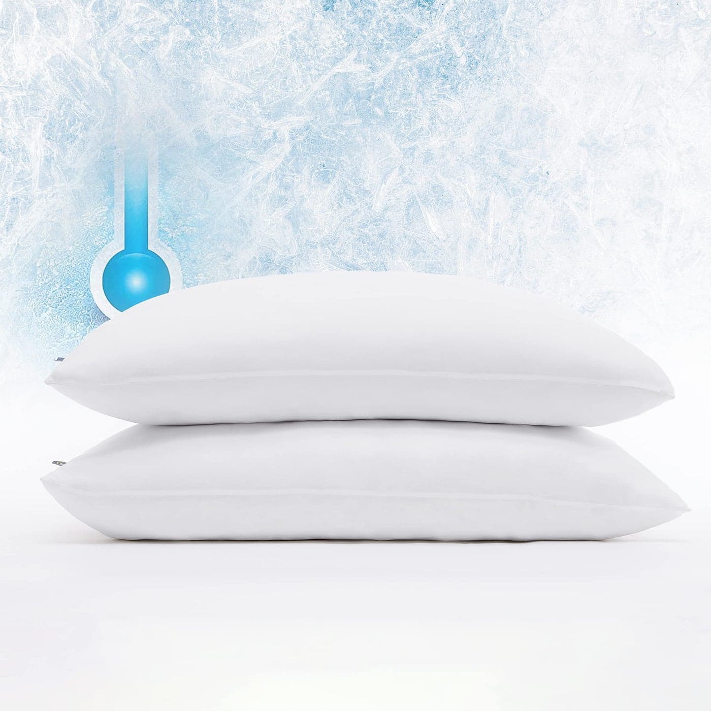 Serta Power Chill Cooling Pillow Protectors Stain Resistant and Zippered Pillow Protector Protects Pillow from Dust and Dirt 2 Pack StandardQueen White