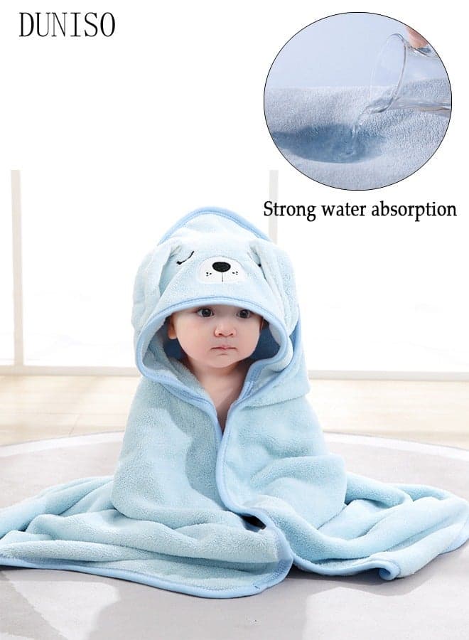 Baby Bath Towels Newborn Hooded Baby Towel Ultra Absorbent and Soft Cotton Hooded Washcloth for Baby Toddler Infant Unisex Hooded Baby Bath Towel Blue