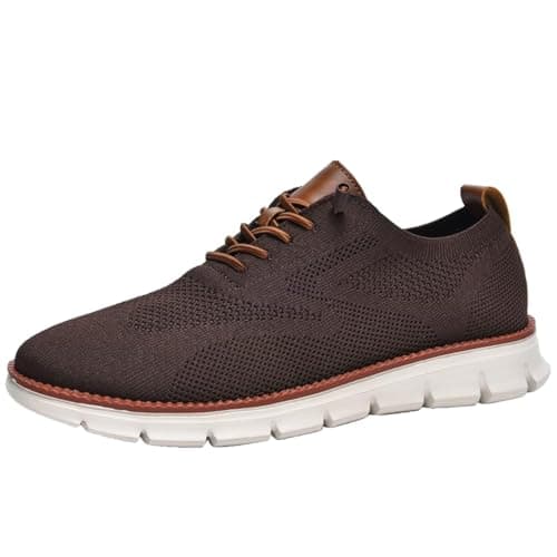 Wearbreeze Men’s Business Casual Oxford Sneakers – Lightweight Lace-Up Dress Shoes for Work, Travel & Daily Commute Brown