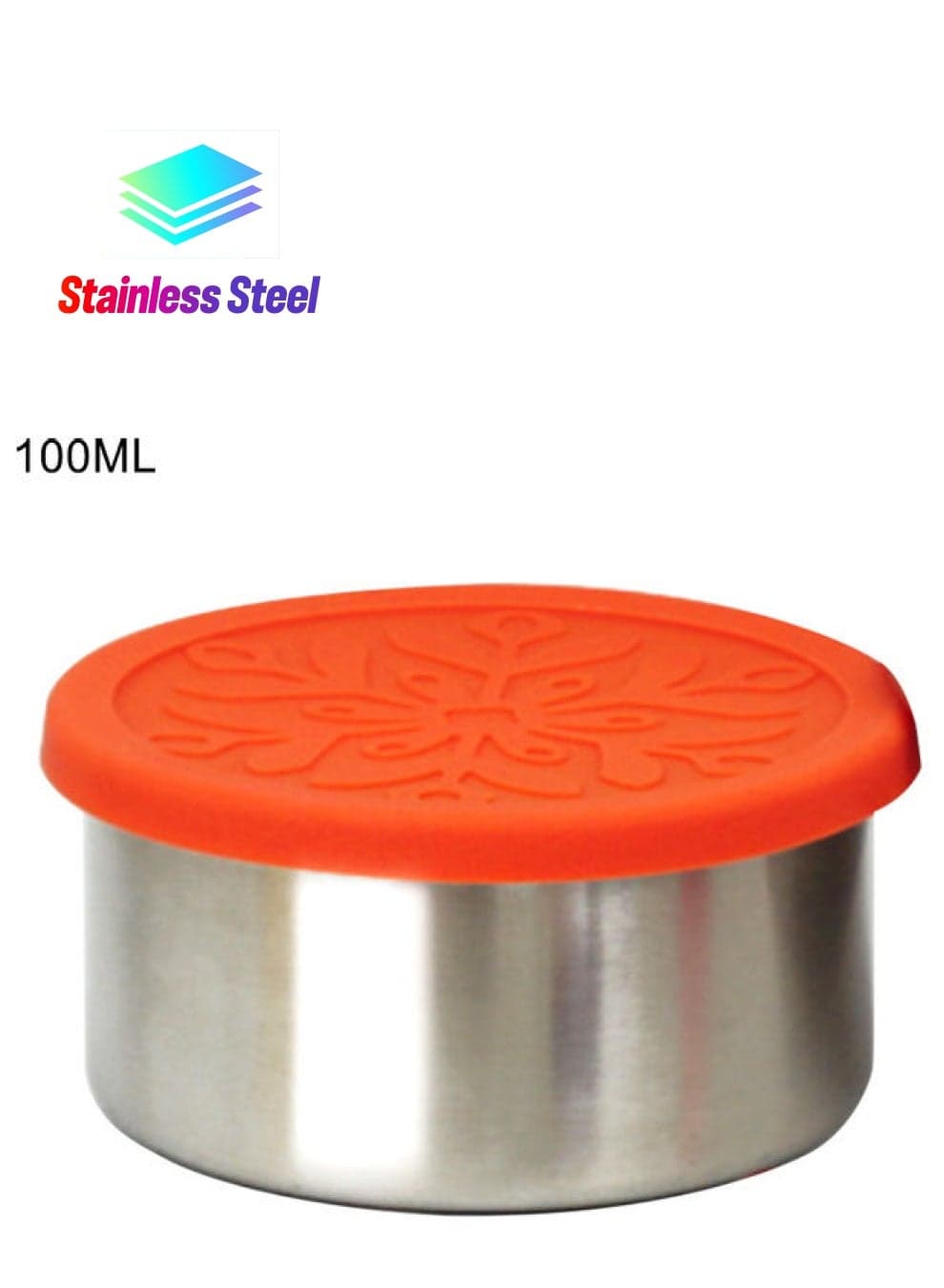 Fresh Bowl Lunch Food Storage Container with Lid Silver/Orange