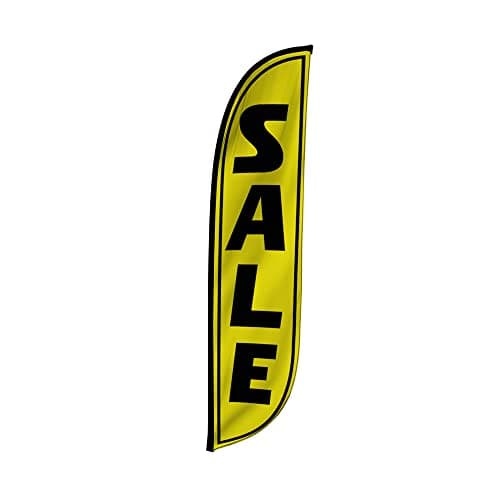 LookOurWay Feather Flag Banner - 12 Feet Tall Advertising Flags for Outdoor Business and Events Promotion - Swooper Flag Only - Sale Flags - Sale Yellow (10M1200101)