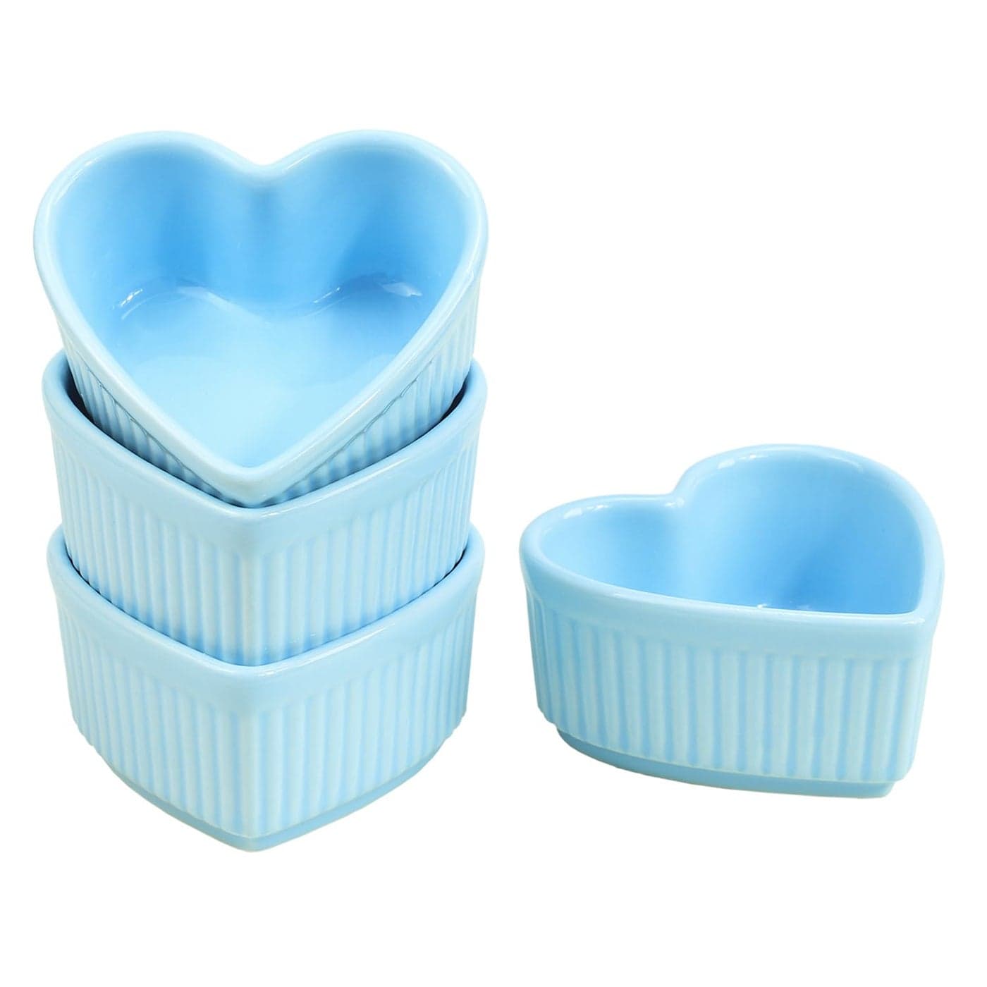 Sizikato HeartShaped Porcelain Souffle Dishes Ramekins 35 Inches for Souffle Creme Brulee and Dipping Sauces Set of 4