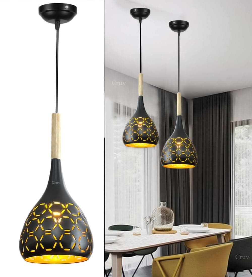 Cruv Aluminum Hanging Lights, Pendant Lamps, Bedroom Hanging Lamps and Living Room Lights (Pack of 1)