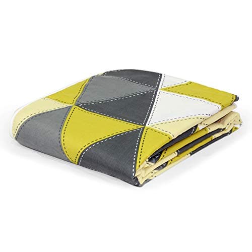 Divine Casa Glace Cotton 120 GSM Reversible Lightweight Malmal Printed Double Bed AC Dohar Blanket for Mild Winter -(Grey and Yellow, 205 x 220, CM)| TC - 120
