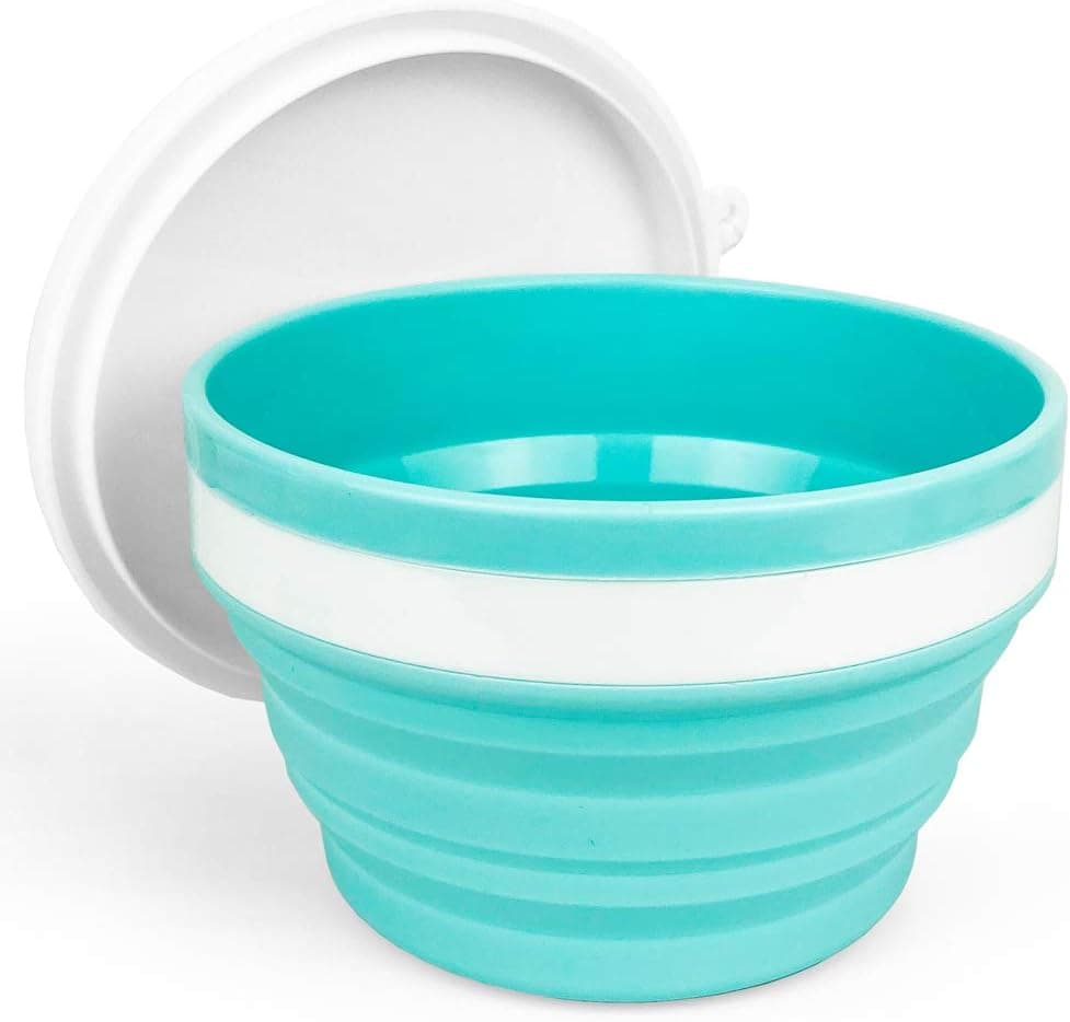 CARTINTS 950ml Collapsible BowlsSilicone Food Storage ContainersPrepStorage Bowls with LidsSilicone Lunch Containers Ideal for Travel and Camping Blue