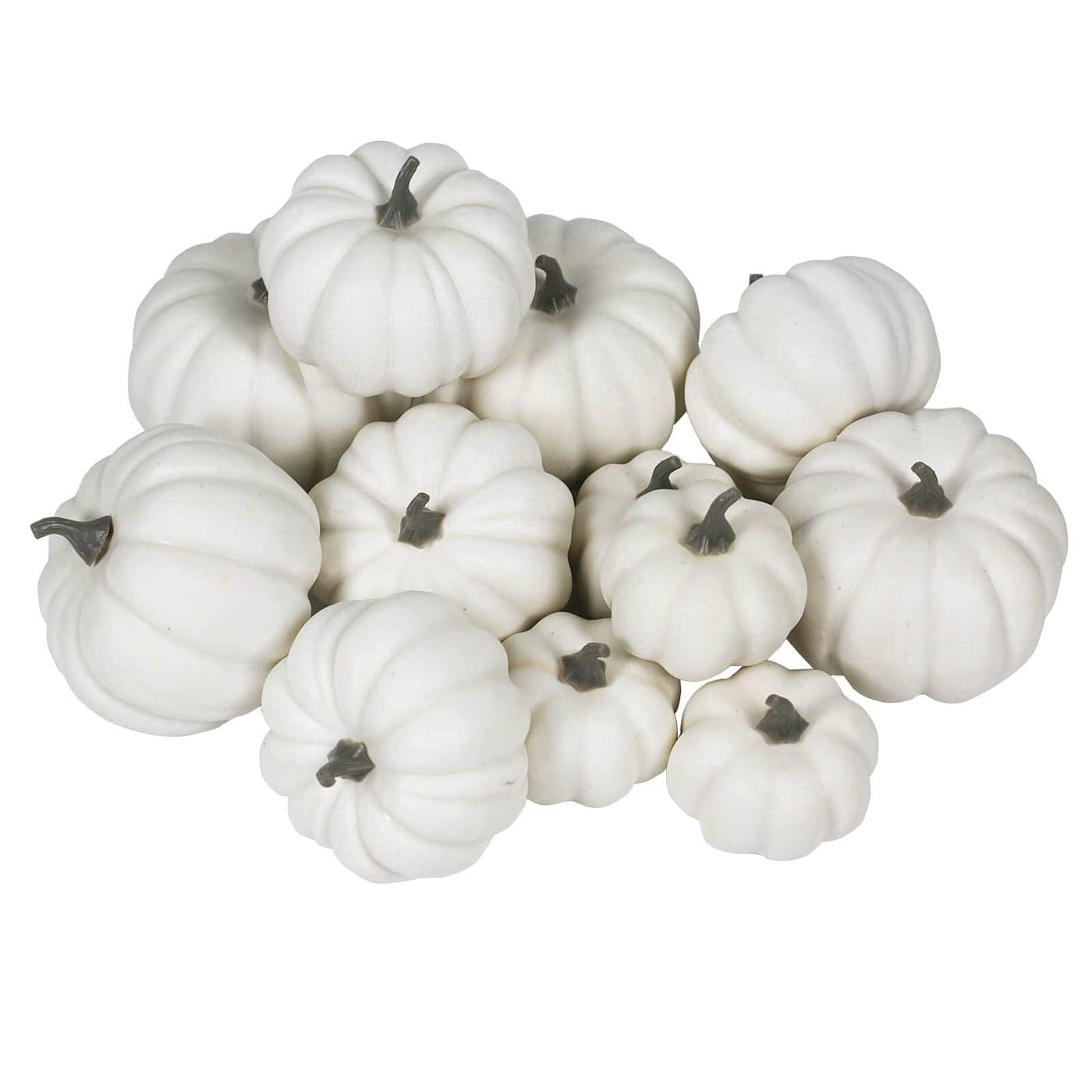 Orgrimmar 12PCS Realistic Artificial Pumpkins Lifelike Fake Pumpkins Table Fireplace Decor for Fall Harvest Wedding Halloween Thanksgiving White 12PCS