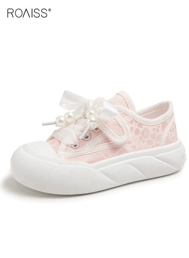 Girls Stylish Sneakers with Velcro Closure, Low Top Sneakers for Girls, Comfortable Breathable Canvas Shoes with Non-slip Soles, Suitable for Daily Wear and Outdoor Activities