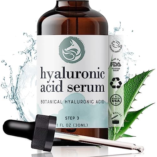 Hyaluronic Acid Face Serum Hydrating Anti Wrinkle Anti Aging Facial Serum With Vitamin C and E Green Tea Jojoba Oil Natural and Organic 1 Oz by Foxbrim Naturals