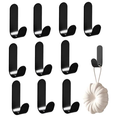Kofati Adhesive Hooks Heavy Duty 5.5-8.8 lbs Wall Hooks, 10 Pack Self Adhesive Damage Free Towel Rack, Stainless Steel for Coat Robe, Waterproof Oilproof Rustproof for Bathroom Shower Kitchen Office