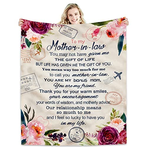 Hcoviv Gifts for Mother in Law Blanket from Daughter in Law - Birthday Gifts for Mother-in-Law Throw, Mom Present for Christmas Mother’s Day, Flannel Fleece Soft Warm Cozy Blankets for Sofa 60”x50”