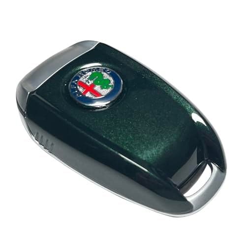 ABS Carbon Fiber Style 3D Color Black Logo Car Smart Remote Key Fob Cover Case Replace for Alfa Romeo Giulia Stelvio Tonale Color Logo Green