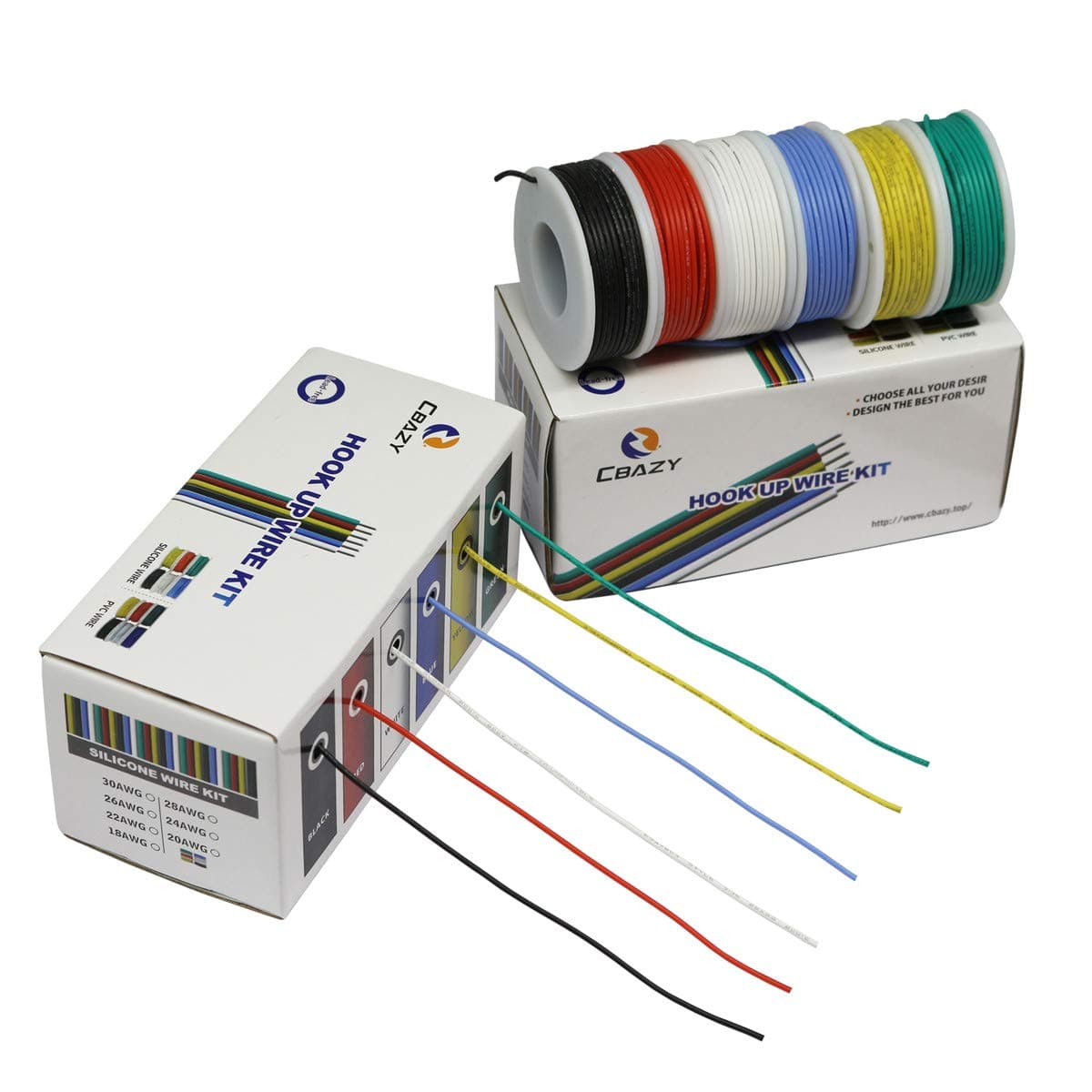 CBAZY Hook up Wire Kit Stranded Wire Kit 18 Gauge Flexible Silicone Rubber Electric Wire 6 Colors 164 feet Each 18 AWG