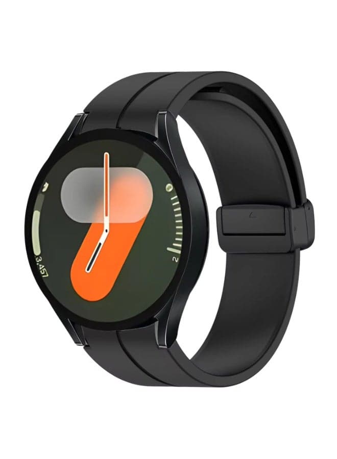 Magnetic Clsap Band Adjustable Silicone Loop Wristband Straps for Samsung Galaxy Watch 7 6 5 4 FE Classic 43mm 47mm 45mm 40mm 44mm 42mm 46mm (Black)