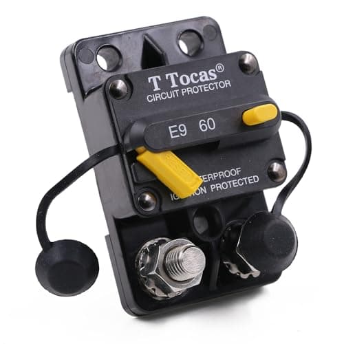 T Tocas E9 3/8" Stud 60 Amp Circuit Breaker, Surface Mount, 12V - 72V DC UL Certified 60A Waterproof IP67