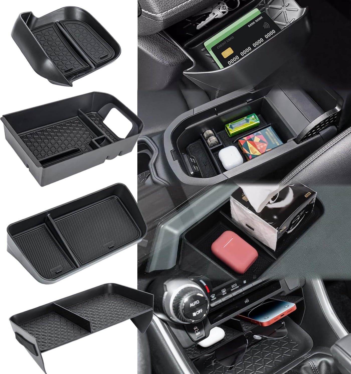 Neepiar 4PCS Center Console Organizer Compatible with 2019-2025 Toyota RAV4 Driver's Drawer Box Insert Secondary Storage Box, Dash Storage Tray Accessories(Not for New 10.5'' Multimedia Display)