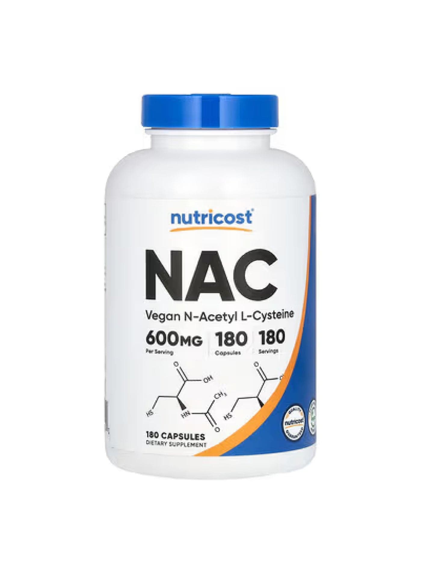 NAC, Vegan N-Acetyl L-Cysteine, 600 mg, 180 Capsules