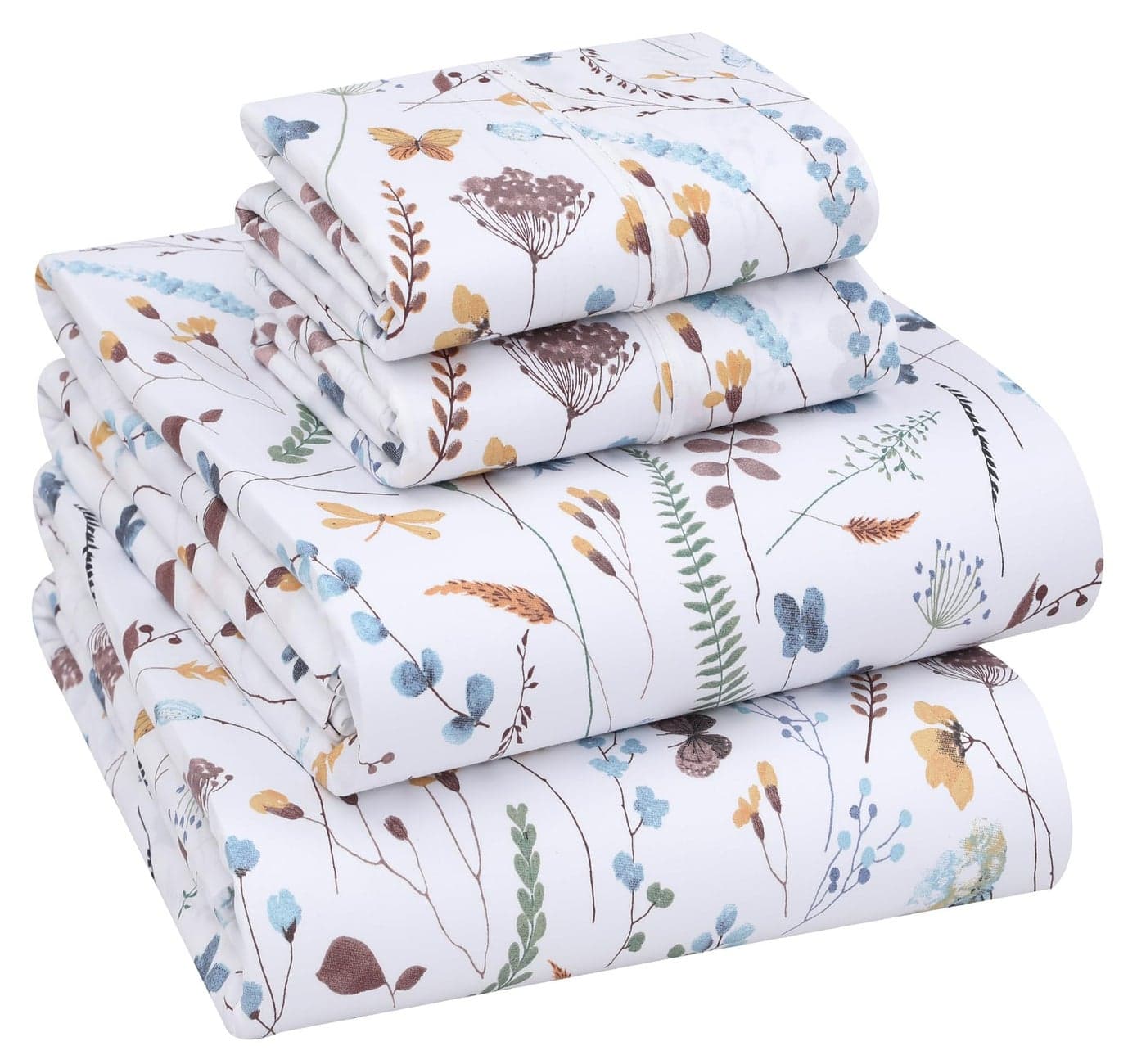RUVANTI 100 Cotton California King Sheet Sets 4 Pieces Soft Breathable Percale Weave Bedding Deep Pocket 14 Hotel Standard Crisp Cool Feel Durable Perfect Floral Sheets Fern Class