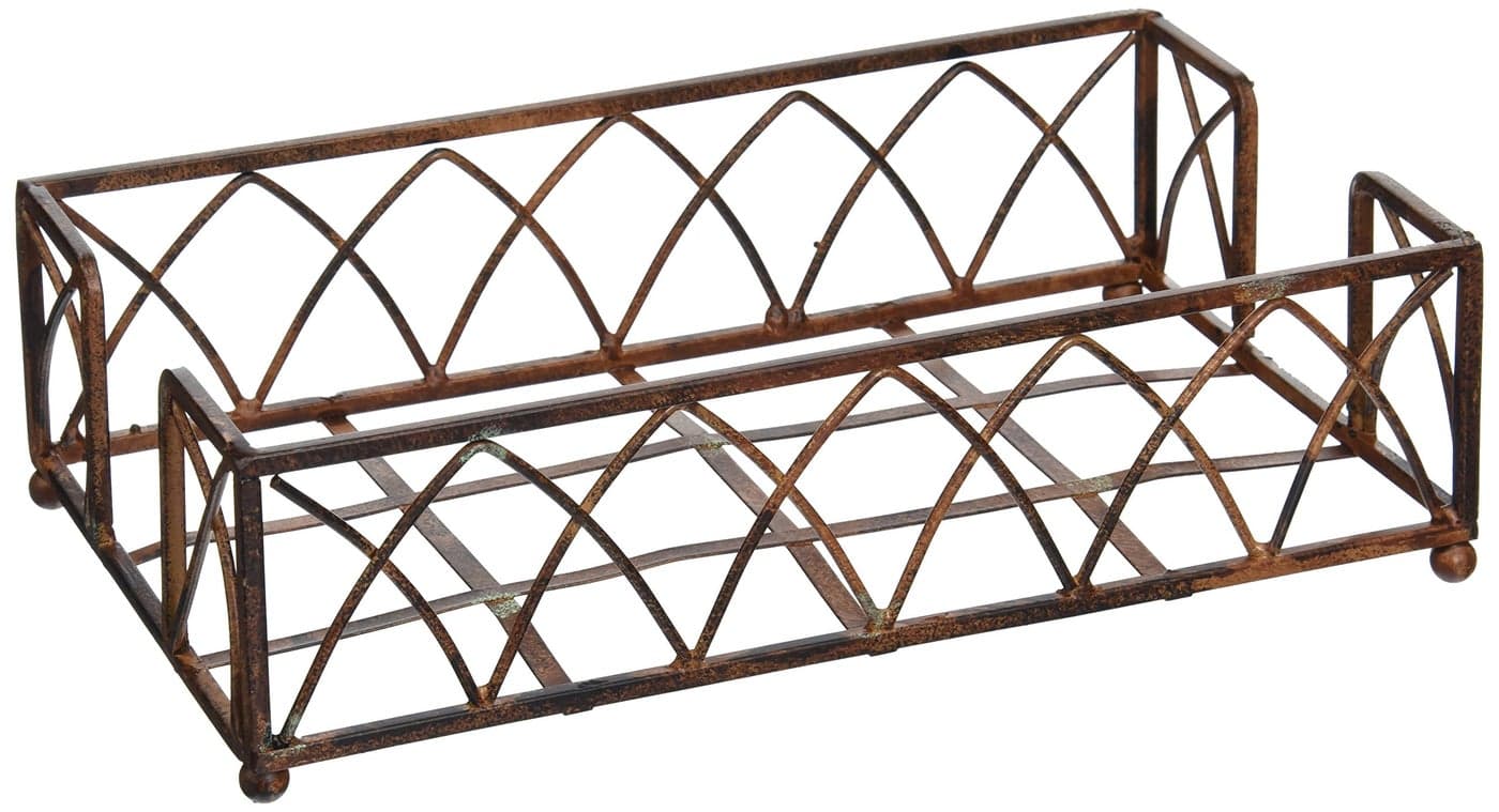 Boston International Arch Design Guest Towel Napkin Holder Caddy, Aged Chestnut