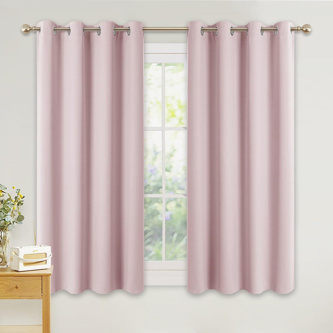 PONY DANCE Girls Pink Bedroom Curtains Thermal Insulated Room Darkening Curtains with Eyelet Short Drapes for NurseryKids Bedroom 2 Panels W46 X L54 Pink