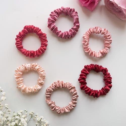 Silvr Bear Luxury Satin Skinny Scrunchies For Women/Girls - Same 6 Colors As Pic, Anti-Hair-Breakage, Hair Ties, Slim Scrunchies Set For Girls, Women, Gift For Sister, Friend, Mom | Multi-Color-Earthy
