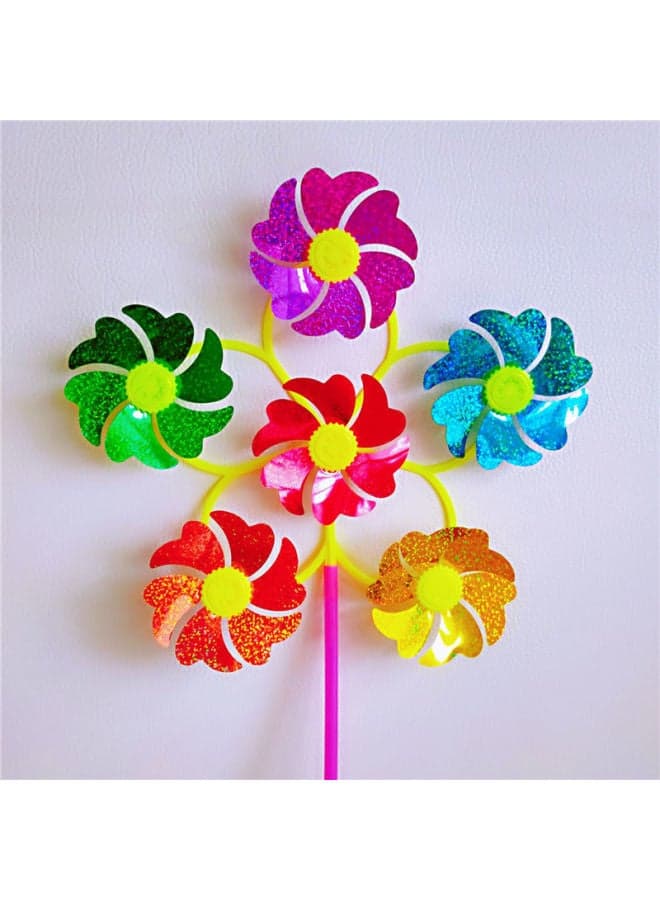 Small Windmill Creative Stall Children's Toy Activity Decoration Rotating Windmill Finished On March 31-Color:6 Smiley Sequins-Specifications:10