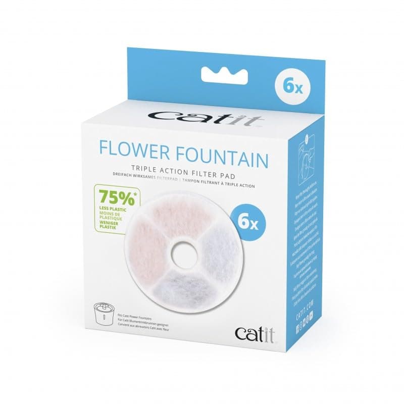 Catit Triple Action Replacement Original Water Fountain Filters, 6 Pack – Official Replacement Filters for Catit Cat Drinking Water Fountains