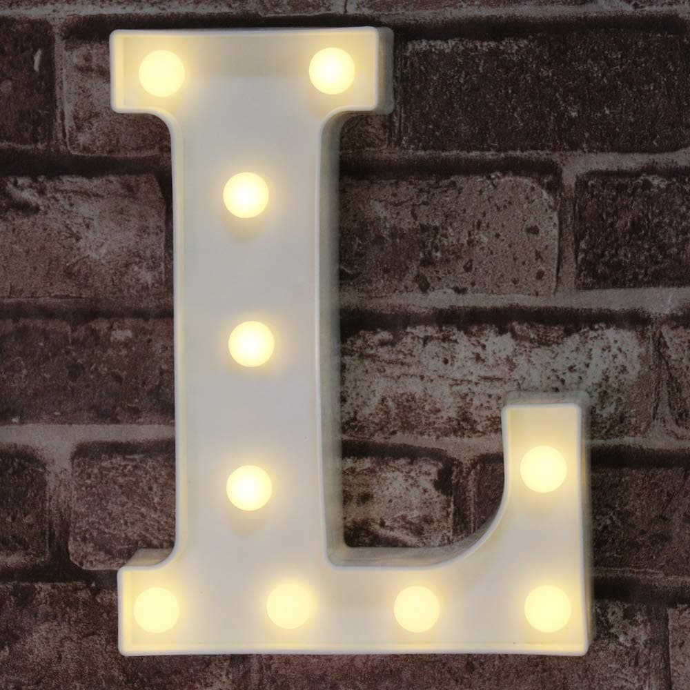 Pooqla LED Marquee Letter Lights Sign Light Up Alphabet Letter for Home Party Wedding Decoration L