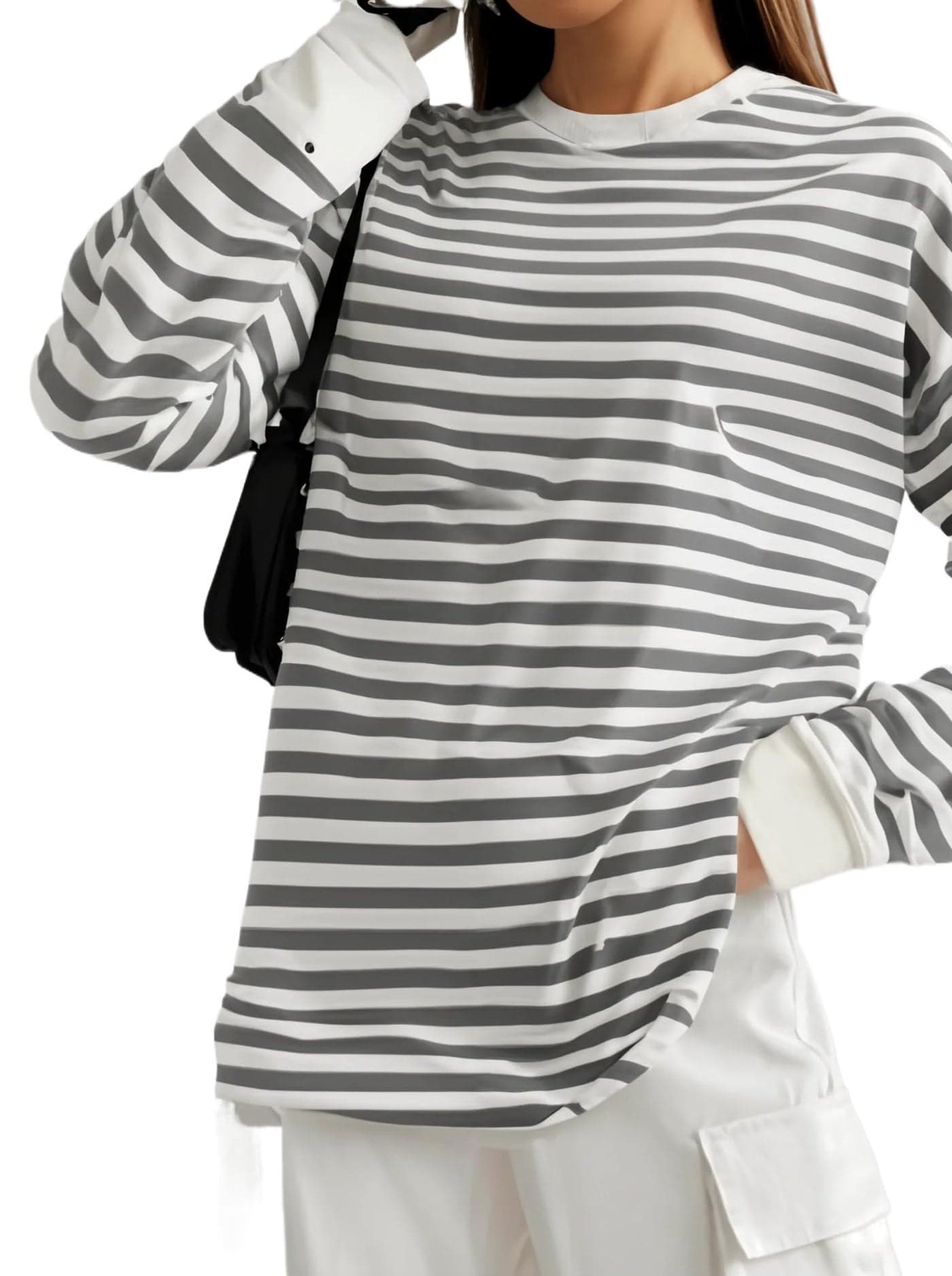 MACK JONNEY Women Striped T-Shirt || T-Shirt for Women || Full Sleeve T Shirt || T-Shirt-MACK640554