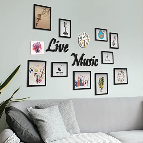 RANDOM Photo Frame For Wall Set of 10 3D Collage photo frames with LIVE MUSIC Plaque For Home Decoration, Wall Decor (8"X10"=5pcs,6"x8"=5pcs)