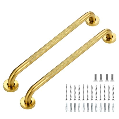 Grab Bars for Shower 2 Pack 20Inch Anti Slip Shower Handles for Elderly Safety Shower Grab Bar Stainless Steel Handicap Grab Bars for BathroomToilet Gold 1 Diameter