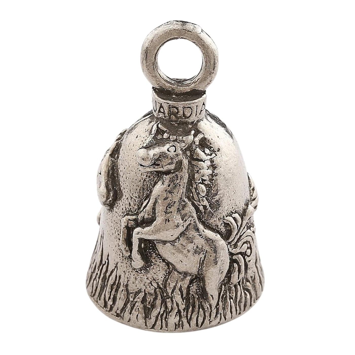 Guardian Bell Mustang Good Luck Bell wKeyring Black Velvet Gift Bag Motorcycle Bell LeadFree Pewter Good Luck Gift to Friends Family Bike Bell Made in USA